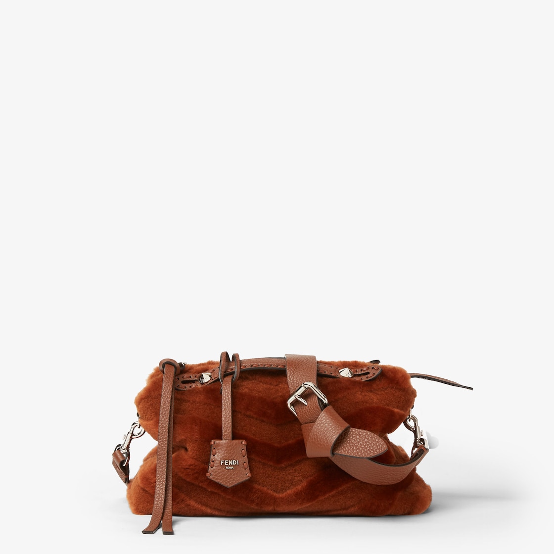 FENDI By The Way Selleria Medium Rust-colored sculpted shearling bag with 192 hand-sewn topstitches - Image 4